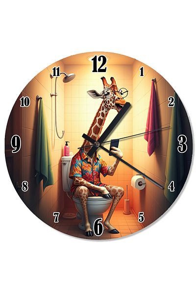 karizmart Colorful Giraffe Drawing Design Wall Clock in the Toilet