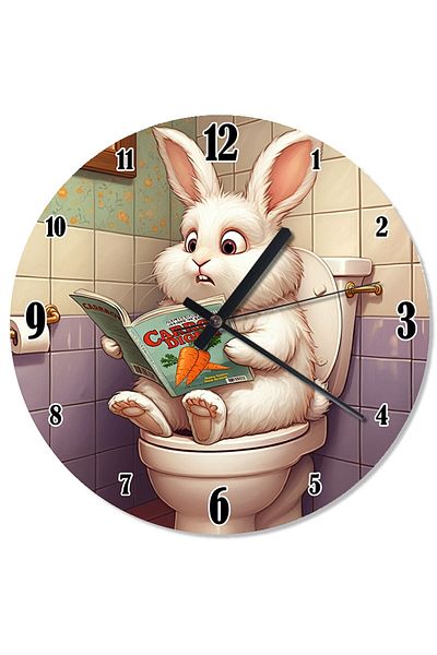 ekart Rabbit Reading a Book in the Toilet Patterned Wall Clock