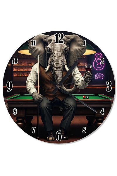 ekart Elephant Playing Billiards Silent Wall Clock