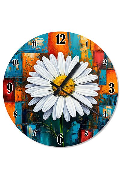 karizmart White Daisy and Colors Shaped Wall Clock