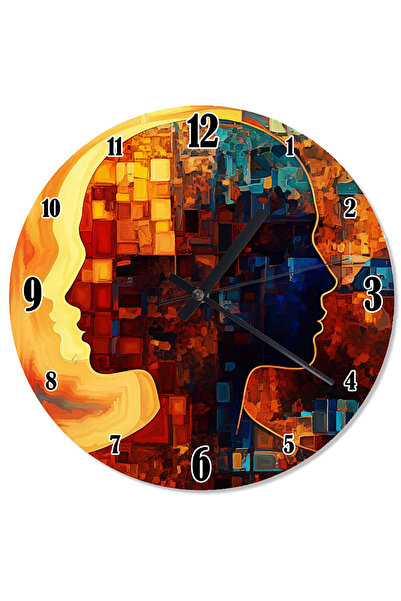 karizmart ساعة حائط بتصميم رسم صورة ظلية بشرية ملونة