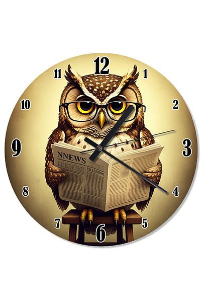 ekart Wise Owl Reading Newspaper Printed Wall Clock