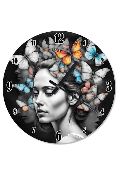 karizmart Butterflys Women Face Shaped Wall Clock
