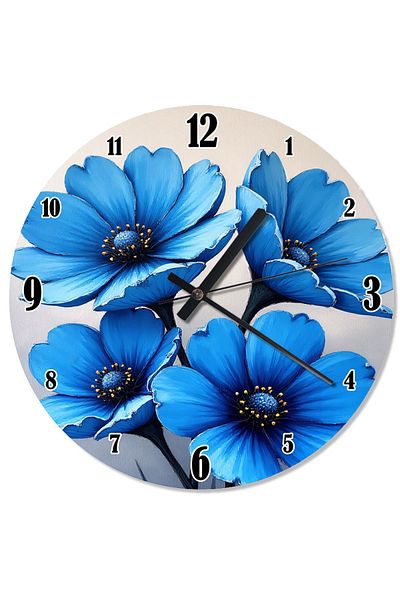 karizmart Blue Flower Bouquet Retro Wall Clock