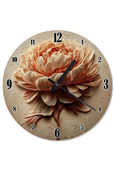 karizmart Detailed Peony Flower Analog Wall Clock