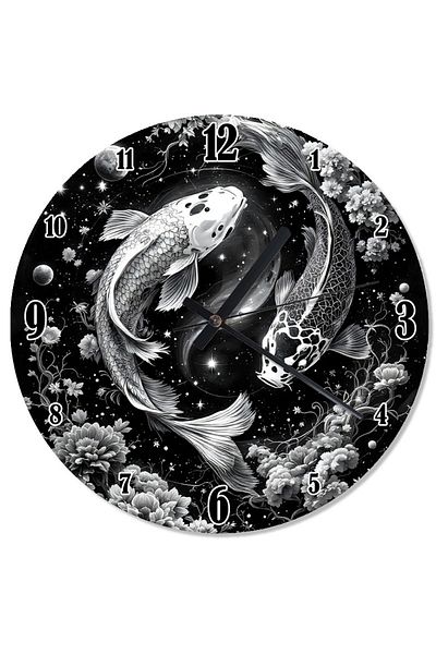 karizmart Black and White Fish Shaped Wall Clock