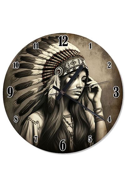karizmart Native American Woman Portrait Decorative Wall Clock