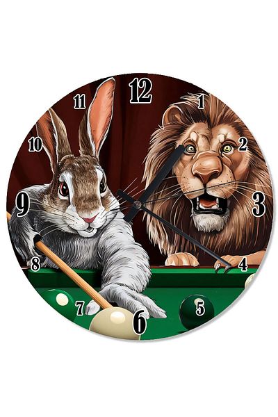 karizmart Animals Playing Billiards Special Design Wall Clock
