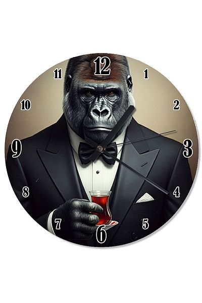 karizmart Tuxedo Gorilla and Tea Shaped Wall Clock