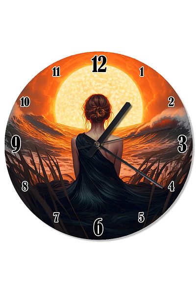 ekart Woman Analog Wall Clock with Shadow on Sunset