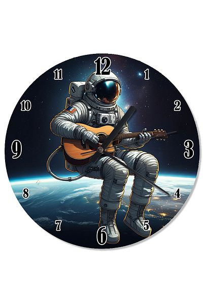 ekart Astronaut Playing Guitar in Space Analog Wall Clock