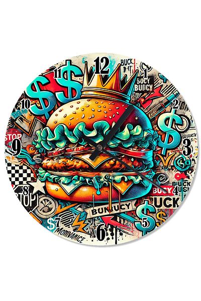 ekart Colorful Graffiti Hamburger Special Design Wall Clock