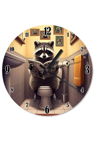karizmart Raccoon Design Wall Clock in the Toilet