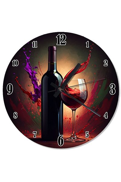 karizmart Wine in the Glass Drawing Shaped Wall Clock