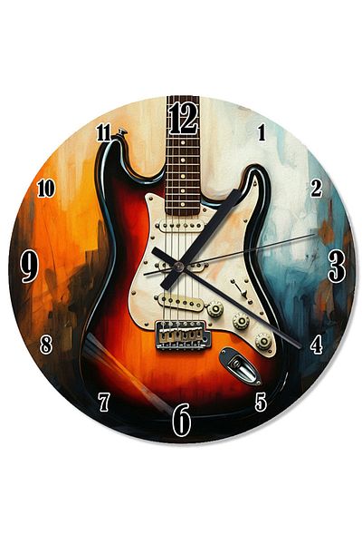 karizmart Retro Electric Guitar Flowing Wall Clock