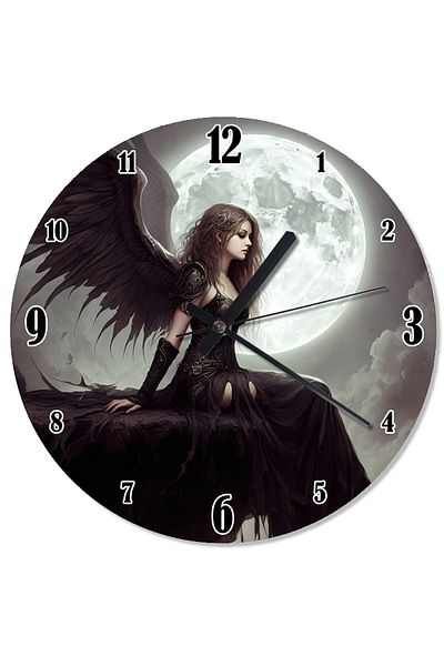 karizmart Dark Angel and Moon Silent Wall Clock