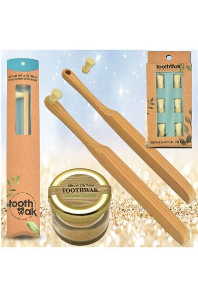 Toothwak Natural Miswac Head Brush + Miswac Powder + Spare Head