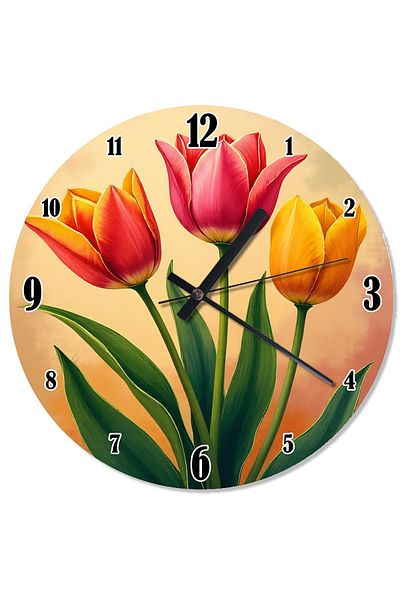 karizmart Colorful Tulip Bunch Retro Wall Clock