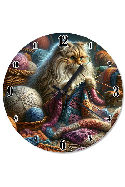 ekart ساعة حائط بتصميم قطة محبوكة