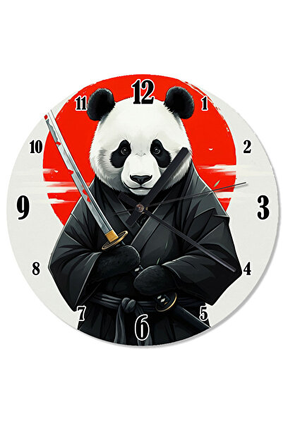 karizmart ساعة حائط بتصميم ساموراي باندا
