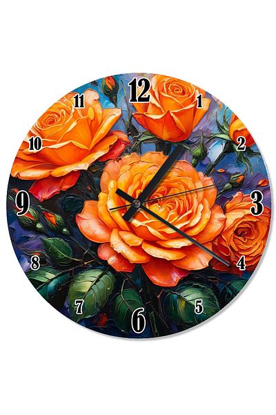 karizmart Orange Rose Garden Silent Wall Clock