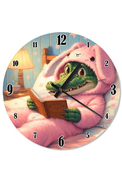 ekart Pink Pajama Crocodile Decorative Wall Clock