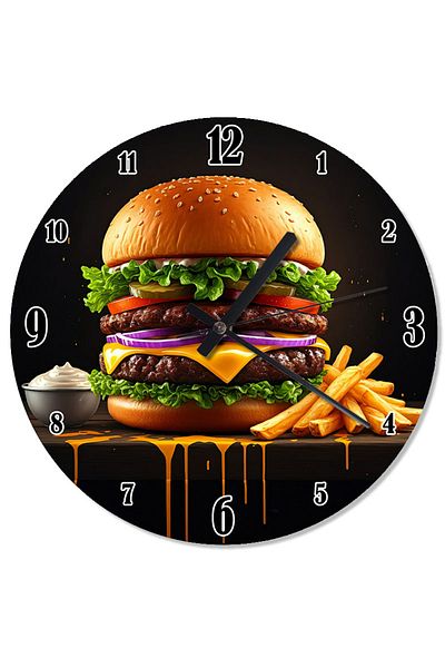 ekart Big Burger and Potato Design Wall Clock