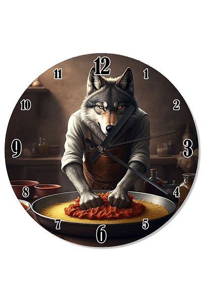 karizmart Raw Meatballs and Wolf Shaped Wall Clock