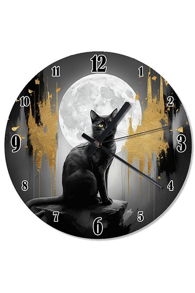 ekart Cat Design Wall Clock under Full Moon