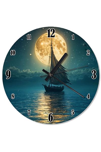 karizmart Sailboat Shaped Wall Clock in Moonlight