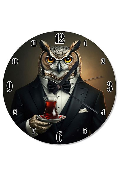 ekart Owl Smoking Tea Tuxedo Special Design Wall Clock