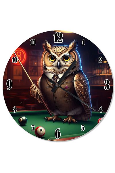 ekart Owl Shaped Wall Clock on the Billiard Table