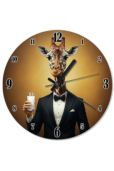 ekart Elegant Giraffe Decorative Wall Clock with Tuxedo