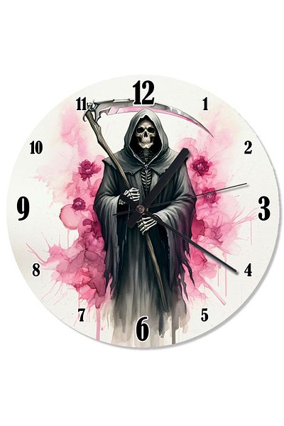 ekart Skull and Pink Smoke Flowing Wall Clock