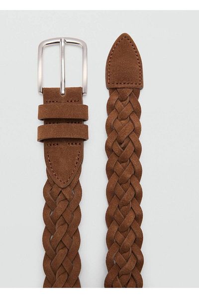 MANGO Man Πλεκτή ζώνη nubuck