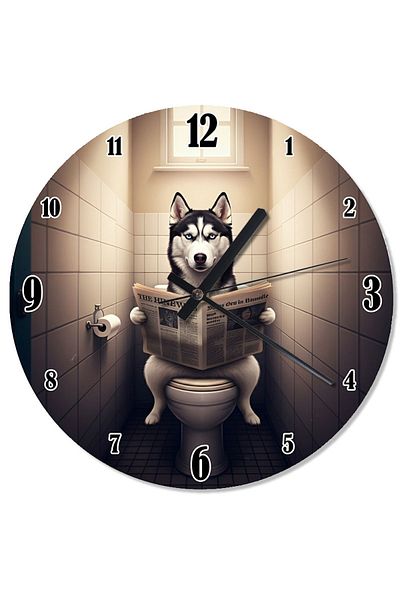 ekart Wolf Dog Design Wall Clock in Toilet