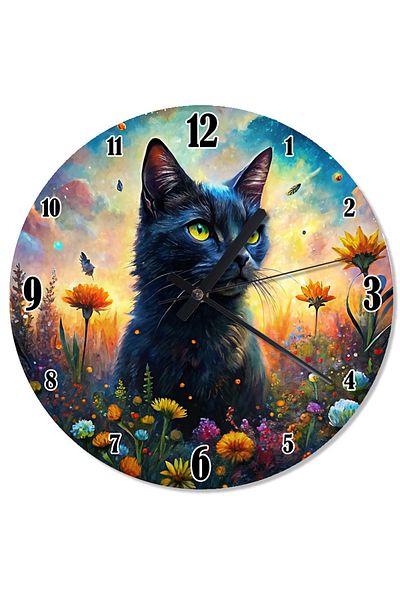 ekart Cat in Flowers Design Wall Clock