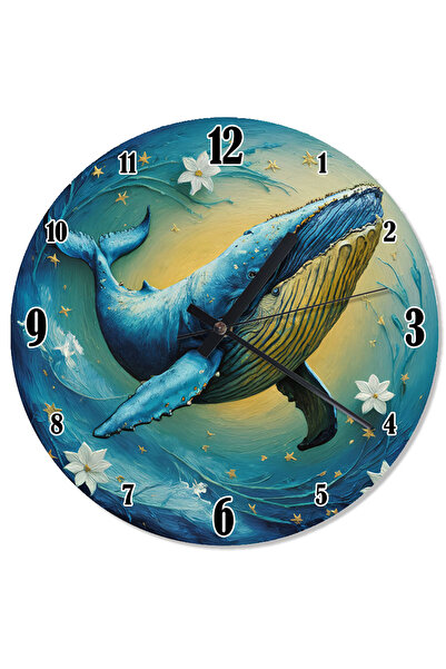 ekart ساعة حائط مطبوعة على شكل حوت البحر العميق