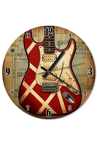 ekart Red Electric Guitar Pattern Wall Clock