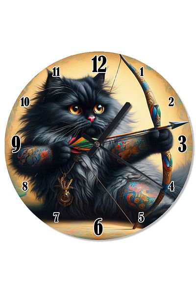 ekart Archer Black Cat Design Wall Clock