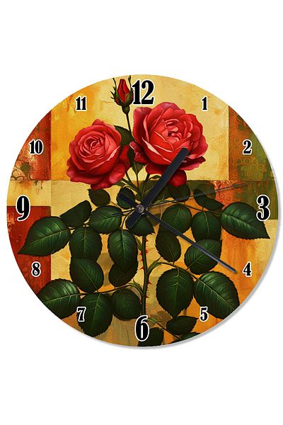 karizmart Red Rose Wall Shaped Wall Clock