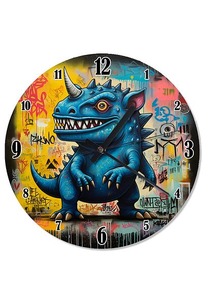 ekart Colorful Dinosaur Drawing Silent Wall Clock