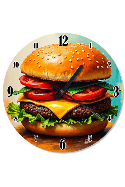 karizmart ساعة حائط ريترو رسم برغر عملاق