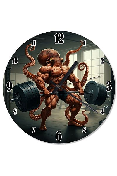 karizmart Weightlifting Running Muscular Octopus Retro Wall Clock