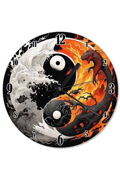 karizmart Ying and Yang Dragons Flowing Wall Clock