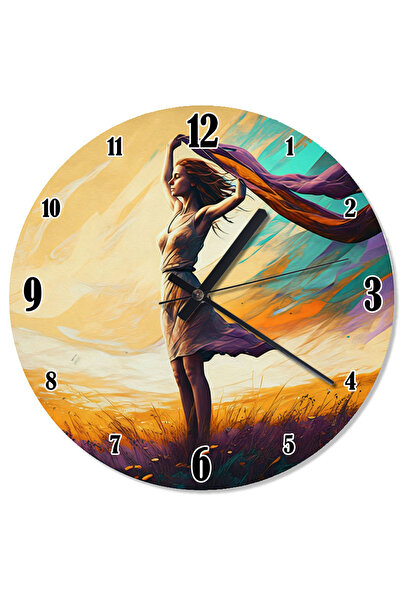 ekart ساعة حائط بتصميم امرأة ترقص مع الريح