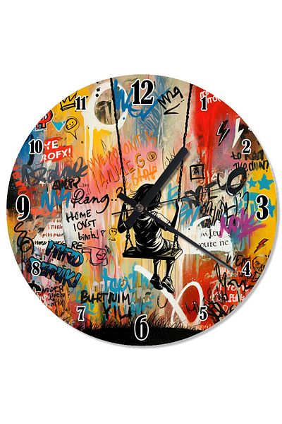 ekart Colorful Wall Graffiti Design Wall Clock