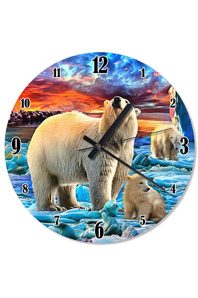 karizmart Polar Bears and Nature Design Wall Clock