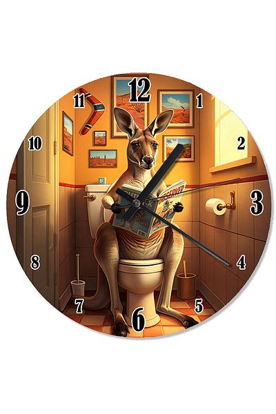 karizmart Kangaroo Reading Newspaper in the Toilet Printed Wall Clock