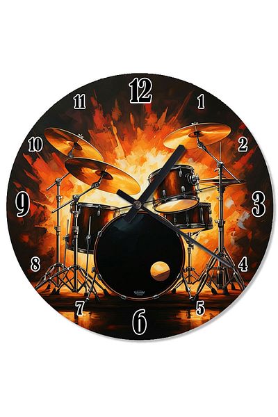 karizmart Drum and Flames Analog Wall Clock